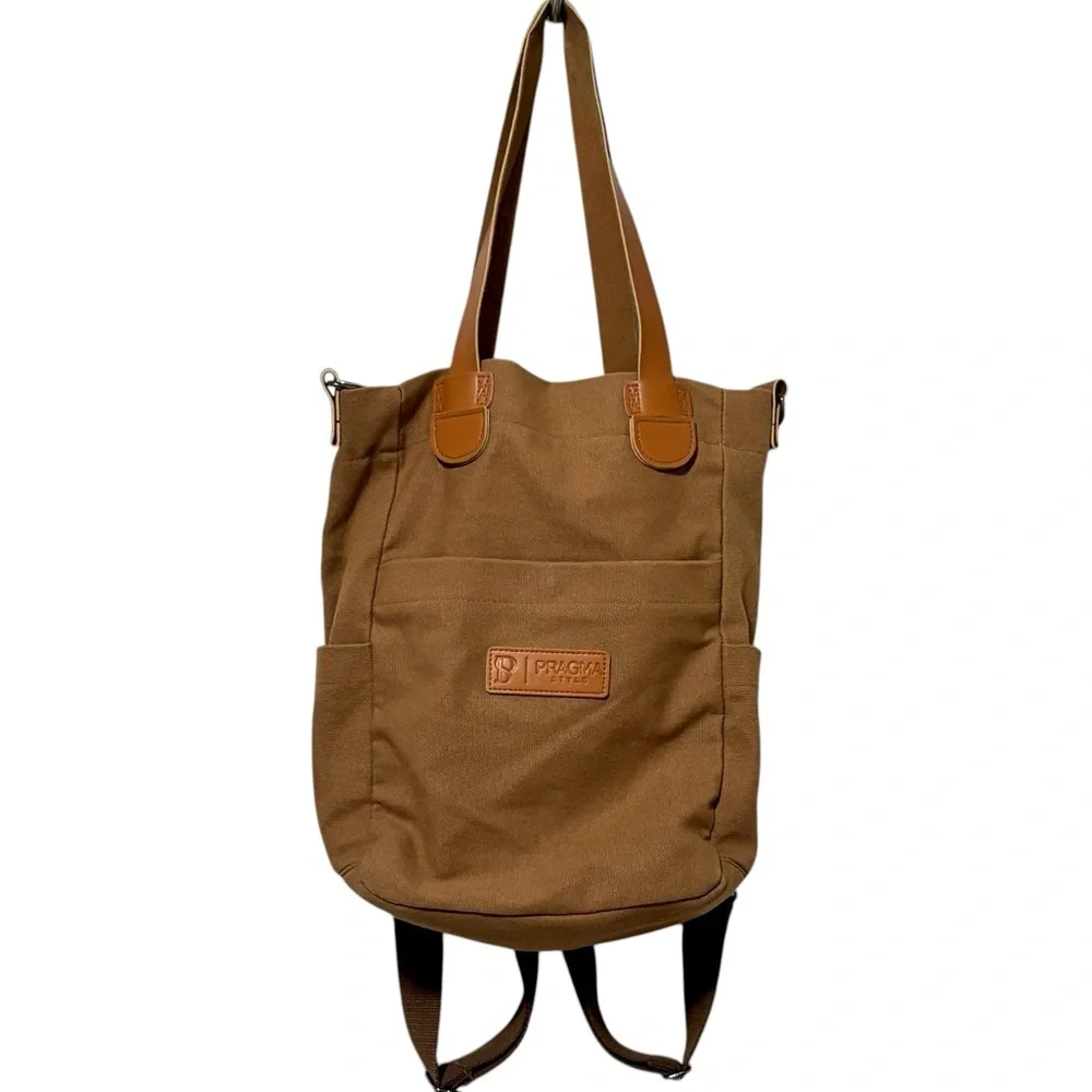PRAGMA STYLE - DARK TAN CANVAS - THE‎ CONVERTA BAG - NWOT - MEDIUM SIZE - S3